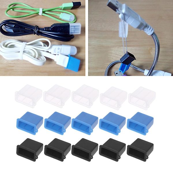 USB-dammskydd, 5 st/set, dammskydd för kontakt, typ A, hane, lock, skydd White