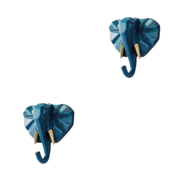 1/2/3/5 Vahva ja kestävä eläinpään avaimenkoukku yksinkertaiseen retro-siniseen (elefantti) Retro blue(elephant) 2 Set