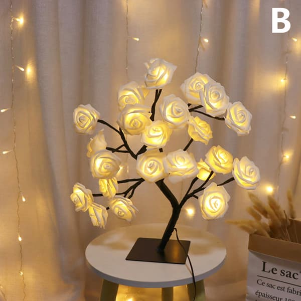 LED Lampe Roser Blomst Træ USB Natlamper{hw} White