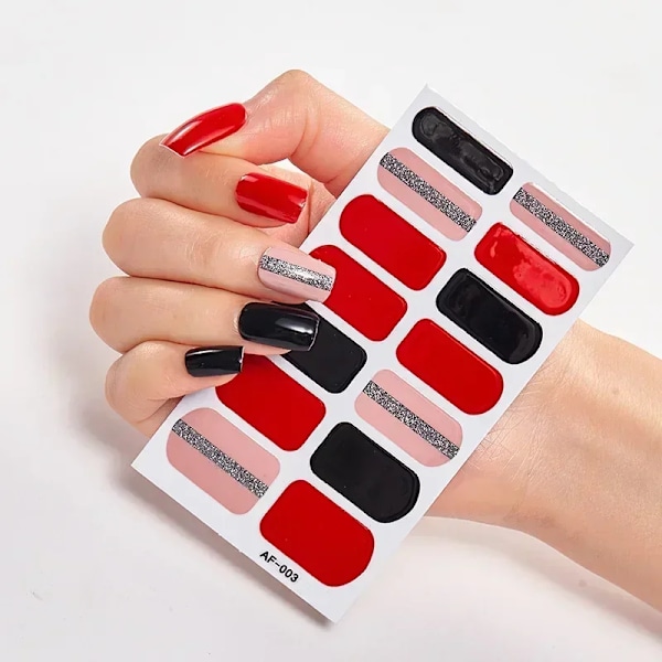 14 tips langtidsholdbare neglekunst-klistermærker manicure tryk på negl fuld negl wraps polsk bånd neglestickers til kvinder pige s AF020