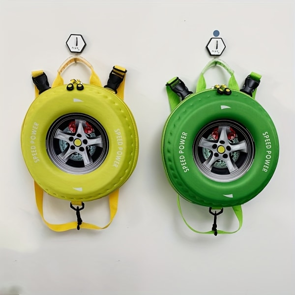 1 st Kreativt Däckdesign Ryggsäck, Casual Fashion PVC Skolväska Yellow