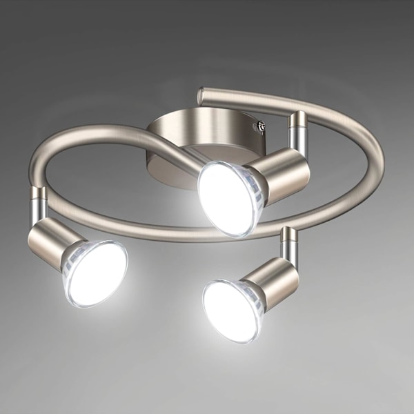 3-vägs LED-taklampa Roterbar Matt Nickel & Vridbar Design, Inklusive 3 Glödlampor [Energiklass E]