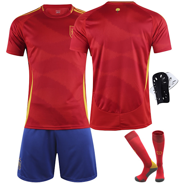 2024 Spanien EM-tröja nr 9 Gavi 26 Pedri 7 Morata 16 Rodri fotbollströja set - nr 16 med strumpor + skyddsutrustning-WELLNESS 28(150-160cm)