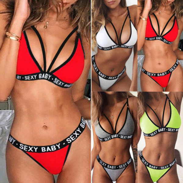 Kvinne Sexy Underklær Suspender BH Bikini & Trusser Nattøy Rød red XL