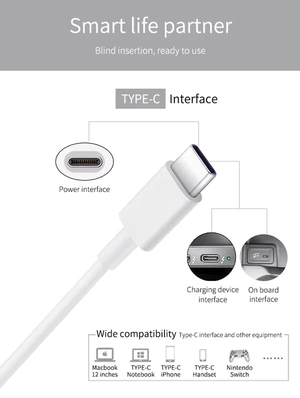 2-PAK 2m hurtig opladerkabel USB-C til USB-C Hvid
