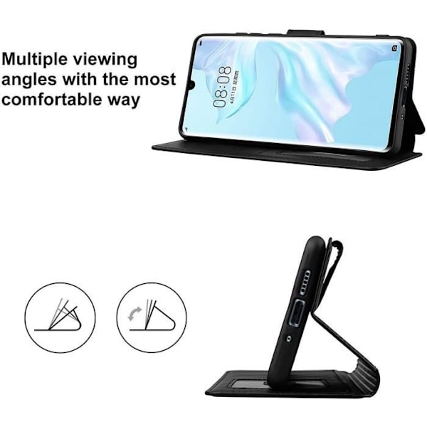 Etui til Huawei P30 Pro (6.47\") i praktisk pungform med magnetisk flap Sort Sort
