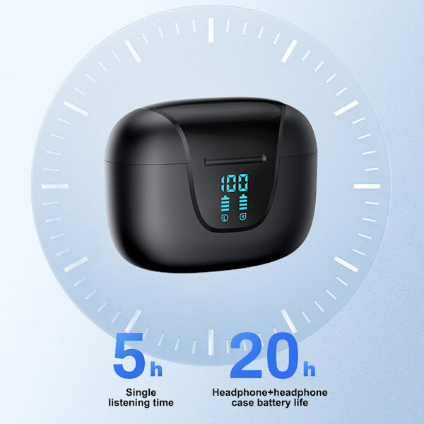 Langattomat kuulokkeet, Bluetooth 5.3 kuulokkeet LED-virranäytöllä varustetussa latauskotelossa, vedenpitävät, Androidille, iPhonelle, juoksuun, urheiluun, työhön
