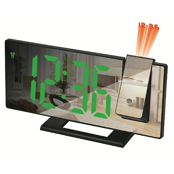 LED Digitalt Vækkeur Projektionsur Projektor Loftsur med Tid Temperatur Display Baggrundsbelysning Snooze Ur til Hjemmet Black green