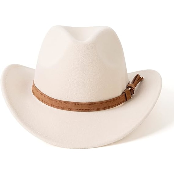 Flat Top Cowboy Top Hat Roll Brim Filt Hat Menn og Kvinner Utendørs