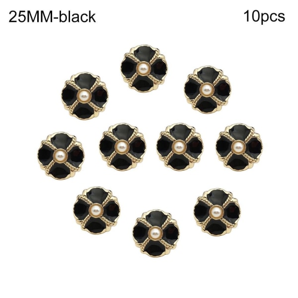 10 stk. metalperleknapper skjorteknapper SORT 25MM10PCS 10PCS - på lager sort black 25MM10pcs-10pcs