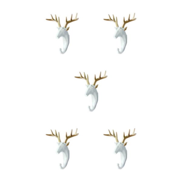 1/2/3/5 Vahva ja kestävä eläinpään avaimenkoukku yksinkertaiseen valkokultaan (peura) White gold (deer) 5 Sets