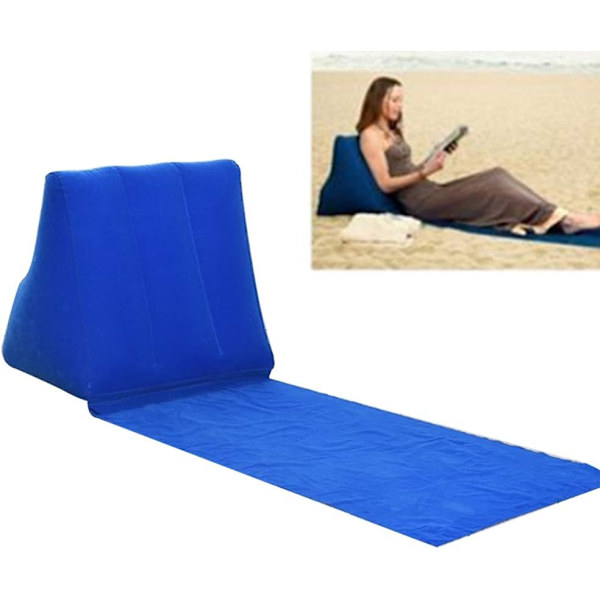 Uppblåsbar nackkudde för stranden 138X48X48CM Flockad triangulär kudde - Blå