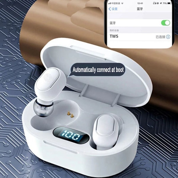 E7S trådlöst headset Bluetooth hörlurar VIT[qb] White