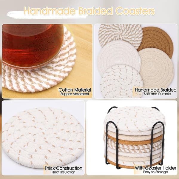 Absorberende coasters sæt med 10 stk. til boligindretning, 10 cm runde drikkemåtter, nordisk design