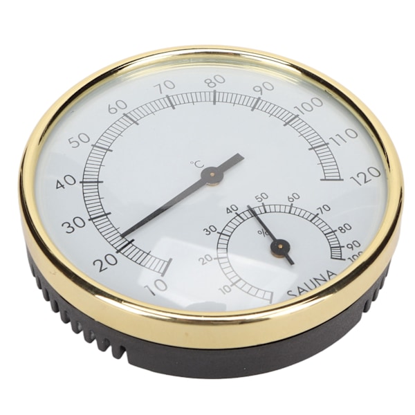 Saunatermometer til vægmontering med klar skala, fysisk induktion, rustfrit stål hygrometer