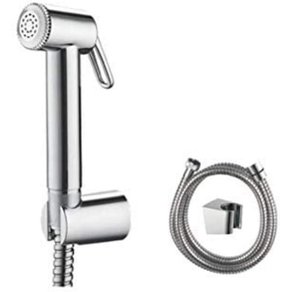 Sett med 1 WC hånddusj med holder og slange, dusjhode, krom