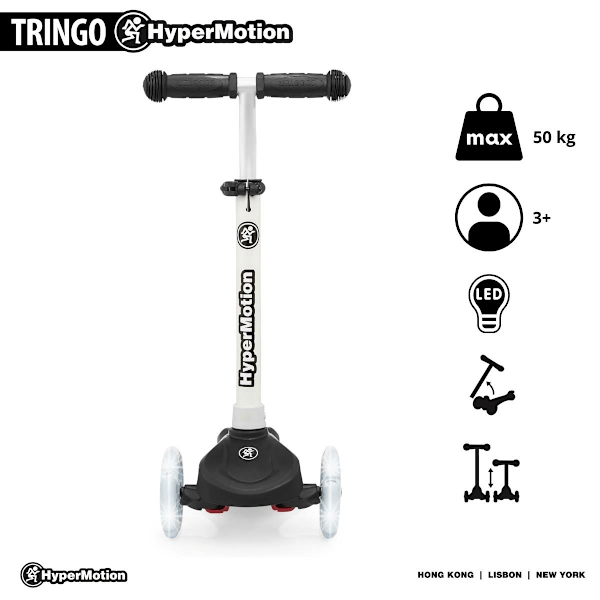 TRINGO trehjulet balance scooter, 3-8 år - sort + lysende LED hjul[qb] Black