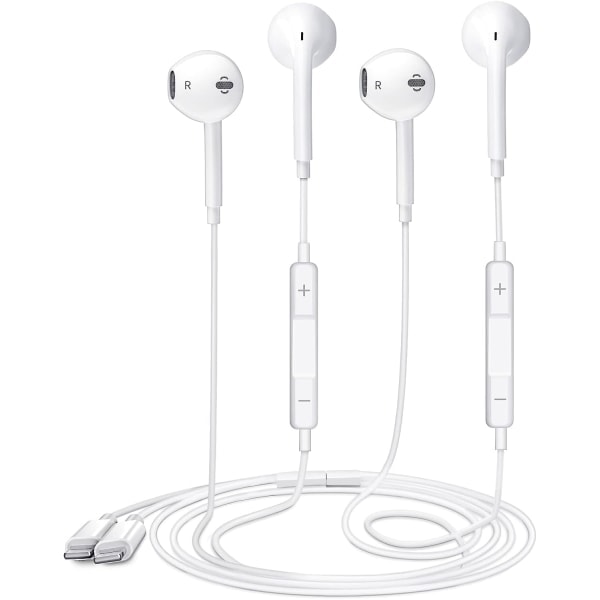 2-Pack - Apple Earbuds with Lightning Connector [Apple MFi Certified] iPhone Headphones (Built-in Microphone and Volume Control) Noise Canceling Headp