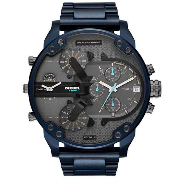 Herre Versatile Fashion Handsome Super Large Dial Dual Inserts Gummibelagt Stålbælte w Red Tape Watch