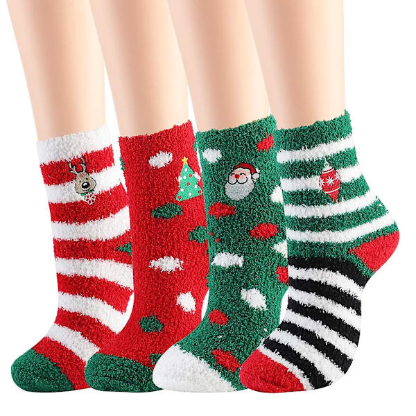 4 par julstrumpor plus fleece strumpor