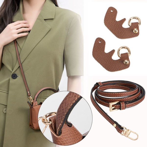 Laukkumuunnosvarusteet Longchamp-laukun hihnoille Brown Buckle