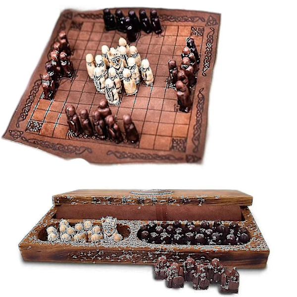 Hnefatafl Brädspel, Set, Set, Set för Vuxna/Barn med Trälåda [ege] --(WR)