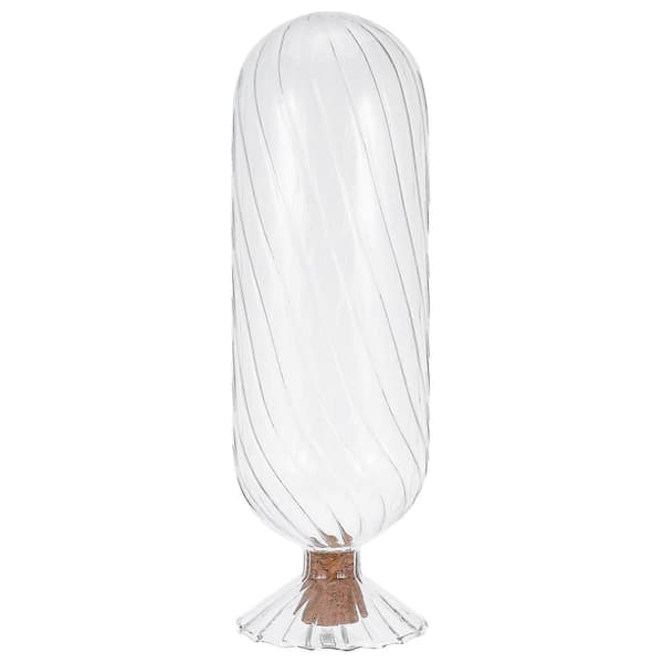 Klar Glas Rund Burk Tändsticksklocka Förvaring Display Förseglande Trä Glas Material 1-pack