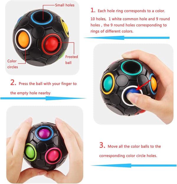 Roterende Stress Regnbuebold Infinity Relief Spinner Fidget Legetøj til Voksne Børn Uddannelsesmæssig Magisk Terning Puslespil (Sort)