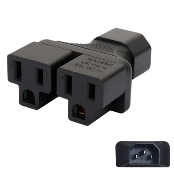 IEC320 C14 til dobbelt IEC320 C13/C15/Nema 5-15R strømadapter 3 terminaler strømadapter han til hun strøm null - A 0.09