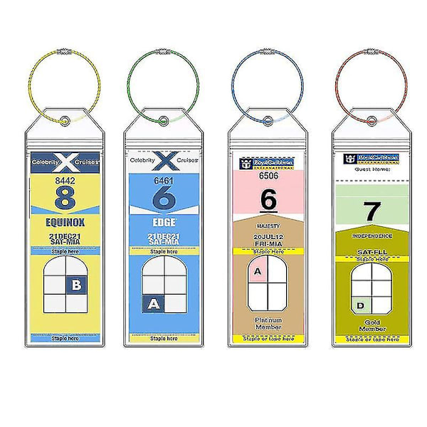 4 stk. Cruise Luggage Tags Gjennomsiktig Vanntett Tykke Kofferter Tags med Glidelås og Stålløkker for Royal Caribbean Ships og Celebrities