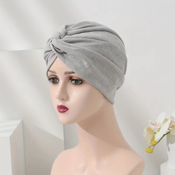 Stretch Turban Hat med krysset vri-design Komfortabelt og allsidig hodeplagg for damer Coffee