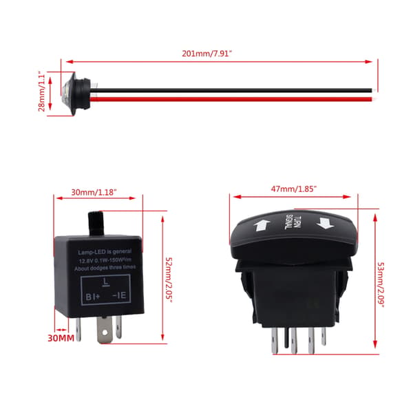 Universal ATV UTV Blinklys Kit Komplet Blinklys Kit Plug & Play