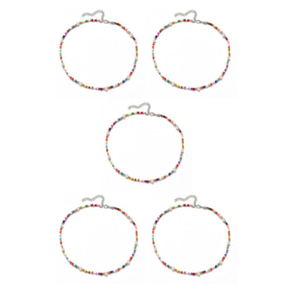 1/2/3/5 Pärlhalsband Pärlchoker Justerbar Kedja Boho Typ 4 Type 4 5PCS