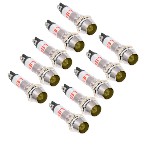 10 stk DC 12V indikatorlamper Signallamper 8mm monteringshuldiameter Signallamper Gul