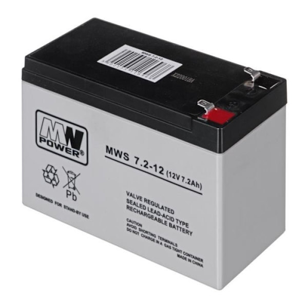 MPL POWER ELEKTRO MPL MW POWER Inverter batteri VRLA AGM blybatteri Underhållsfri 12 V 7,2 Ah Svart,