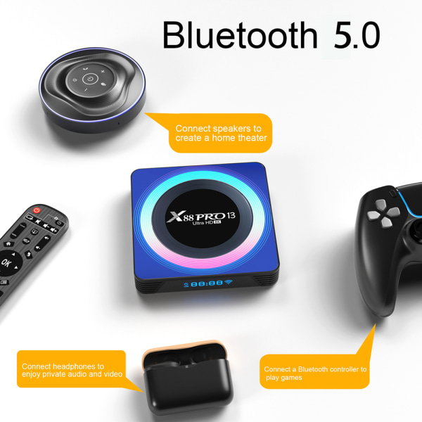 Android 13.0 TV-boks Bluetooth WIFI Medias Player til hjemmet og kontoret 4G 32G