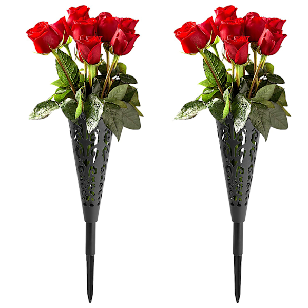 2-delt Grav Vase Blomsterholder Black