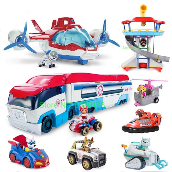 Nya Paw Patrol Plane Patrol Actionfigur Modell Lookout Tower Rescue Bus Valp Hund Jul Barnleksaker Julgåva Gold