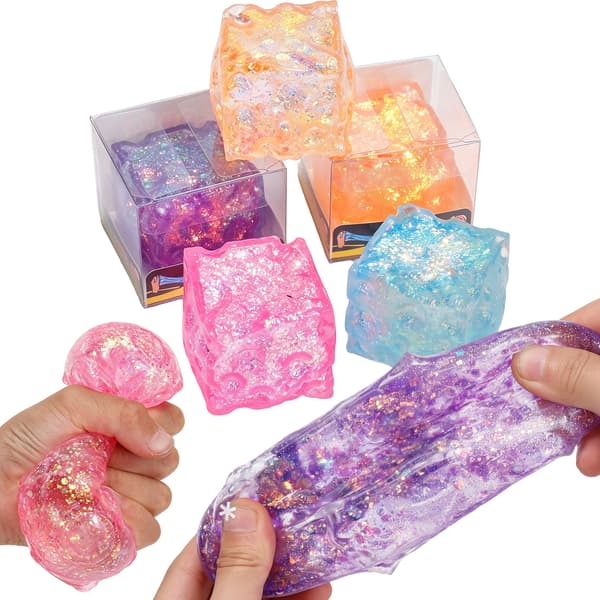 12 st ostformade klämleksaker med glitter, långsamt stigande, sensoriskt fidget-set för stresslindring