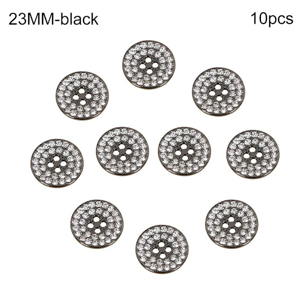 Metal Rhinestone Knapper Skjorte Knapper Sort 23MM10PCS 10PCS sort black 23MM10pcs-10pcs