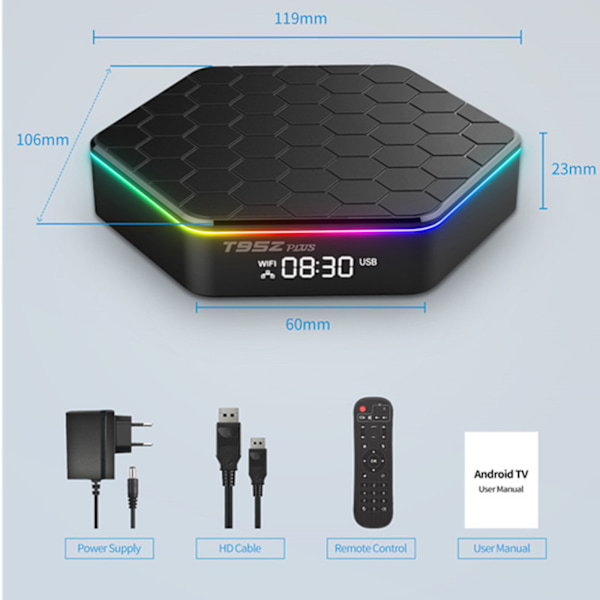 Päivitetty TV-BOX Android 12.0 32 Gt, 4 Gt 6K HD Quad Core BT 5.0 Media Player 5GWIFI British regulations