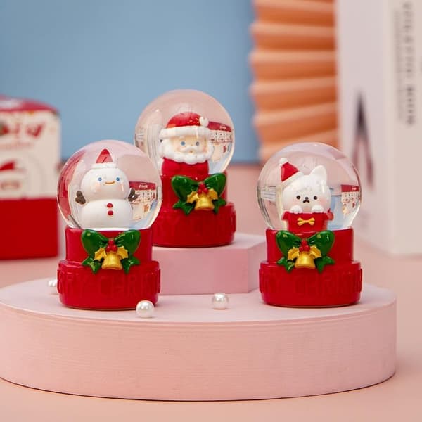 12 stk Julerissnøkloder Blind Box-sett, Juler overraskelsesbokser, Mini fargeskiftende LED-lys snøklode, Søte julepynt