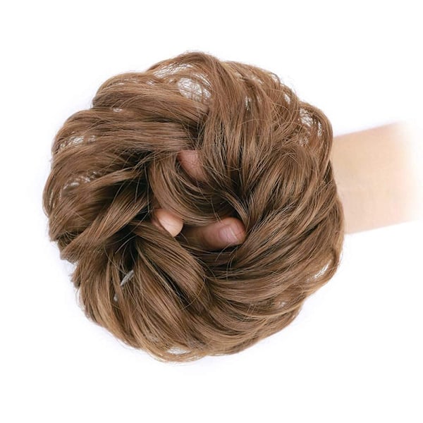 1 st Messy Bun Hårförlängning Scrunchie Lockigt Vågig Messy Syntetisk Chignon för Kvinnor Uppstylad Håraccessoarer Light Brown#