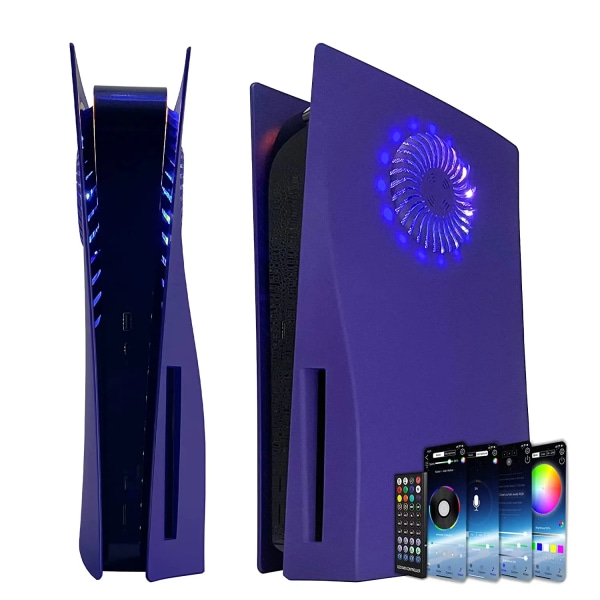Skal med kylventiler med RGB-ljusremsa 400+ effekter LED-ljusring Konsolskydd för PlayStation 5 Disc Edition Purple Led