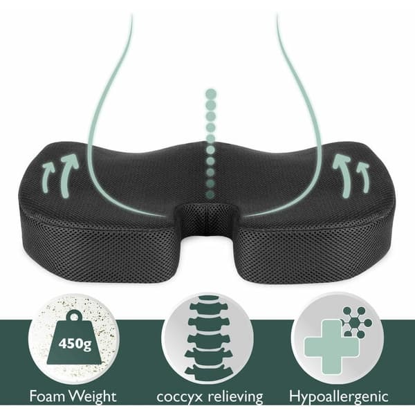 Memoryskum Ergonomisk siddepude kontor bil 45x35x7cm-WELLNGS