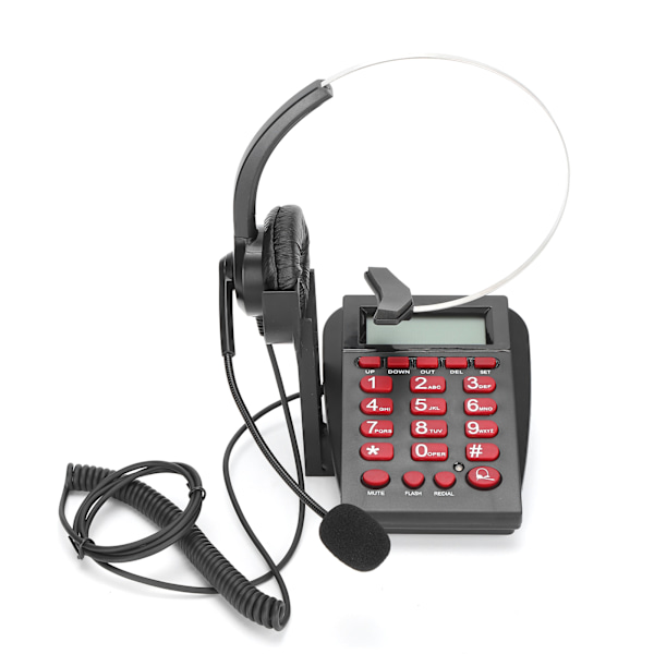 HT720 kablet kundesentertelefon med håndfri headset med omnidireksjonell mikrofon, håndfri telefon med headset for kontor og hjem