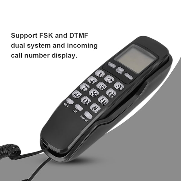 KX T888CID Telefon med nummerpresentatör för hem och kontor (slumpmässig färg på telefonsladden) (svart)