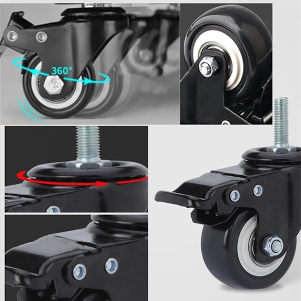 stk Kontorstol Hjul M8 x 25mm Polyuretan Svingbare Hjul Maks Last 240kg Erstatning Svingbare Hjul med Bremser [qb]