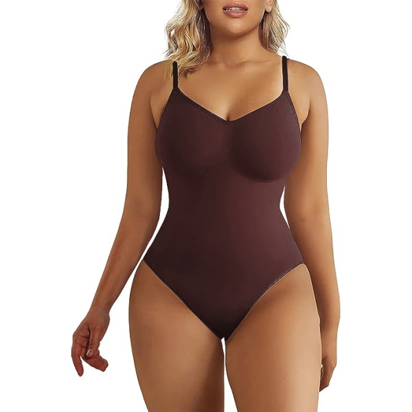 Body för kvinnor, magenkontroll, sömlös formande trosa, body shaper tank top, brun, brun brown XL