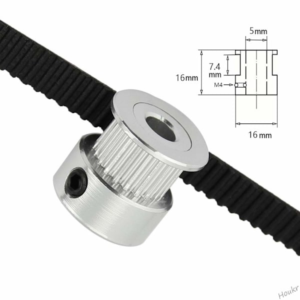 GT2 8 st 5 mm hål 20T aluminium kuggremshjul + 5 meter bred kuggrem med insexnyckel för CNC 3D-skrivare (Prusa i3, Kossel, Rostock, C Sunmostar